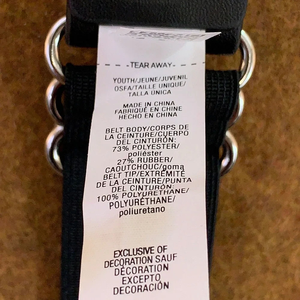 Under Armour Youth OSFA Black Elastic Adjustable Baseball Belt New